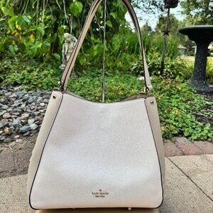 Kate Spade Leila Triple Medium Compartment Leather Shoulder Purse - Light Sand